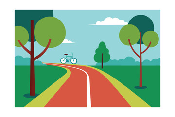 Fototapeta premium bicycle path in park with trees