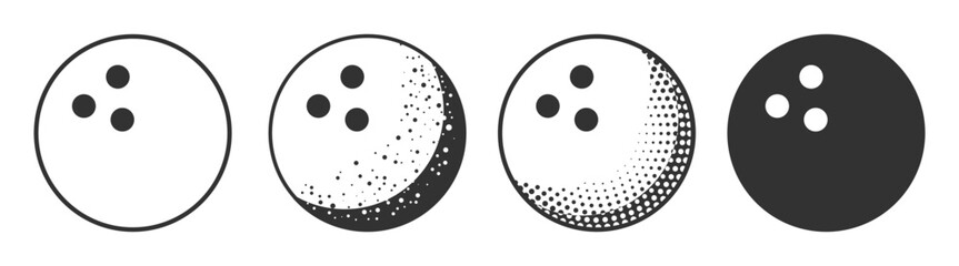 Bowling Ball Vector Icon. Realistic Black Bowling Symbol. Isolated on Transparent Background