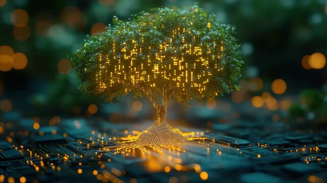 Digital tree of life concept generative ai art nature technology growth connection future innovation