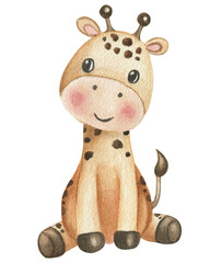 Cute Giraffe &ndash; Watercolor Baby Illustration for Kids Design, Celebrations and Textiles