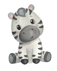 Sweet Zebra &ndash; Watercolor Baby Illustration for Kids Design, Celebrations and Textiles