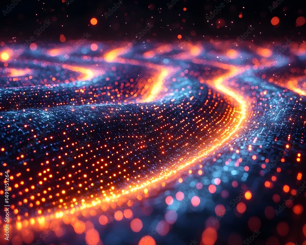 Poster digital data network merger in dynamic motion