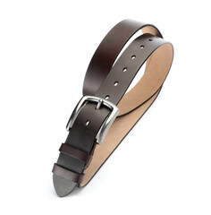 One brown leather belt isolated on white