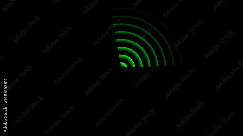Poster abstract radio wave wi-fi signal frequency icon loop animation on a white background. 4k motion grap