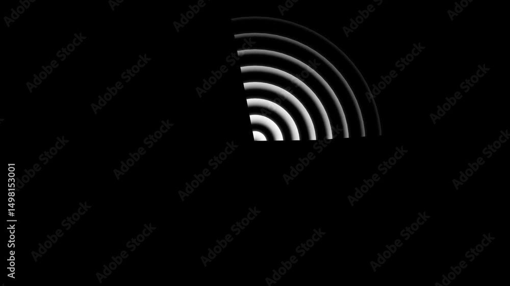 Poster abstract radio wave wi-fi signal frequency icon loop animation on a white background. 4k motion grap