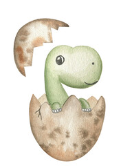 Little Dino &ndash; Watercolor Baby Illustration for Cards, Decor and Design
