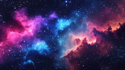 Obraz premium Colorful Cosmic Nebula in the Deep Universe with Stars and Galaxies