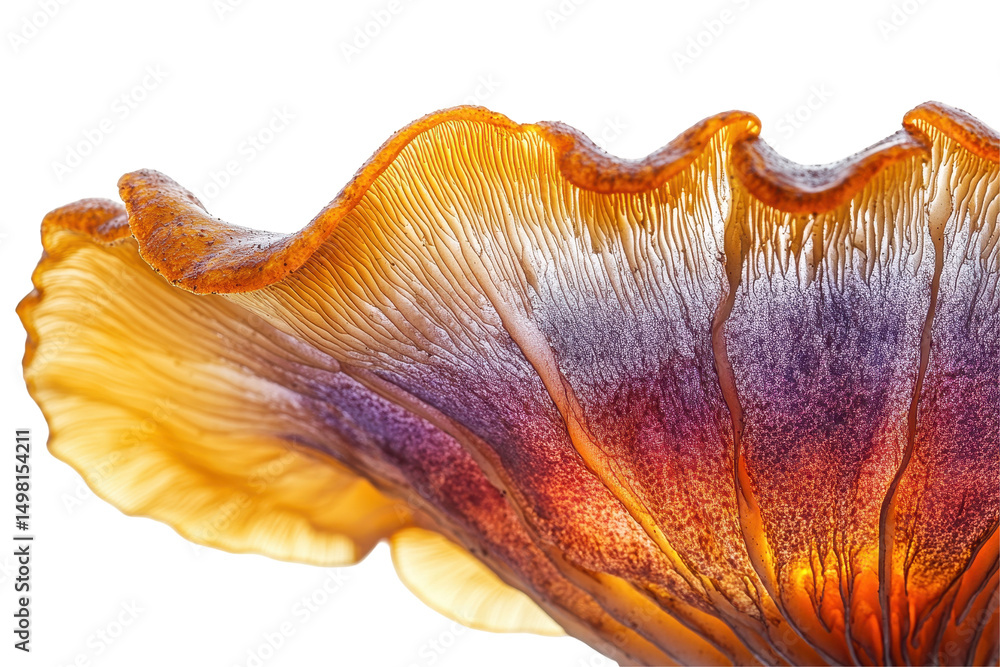 Poster unique transparent mushroom showcasing vibrant colors and intricate textures in natural light with a