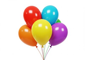 Colorful bunch of balloons isolated on white background