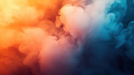 Vibrant Smoke Swirls in Orange and Blue Gradient Background