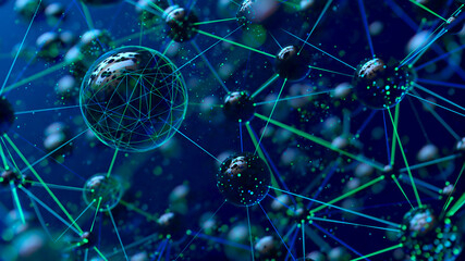 Interconnected Spheres: A High-Tech Visualization of Digital Networks