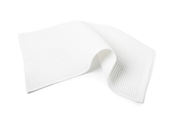 One clean waffle towel isolated on white