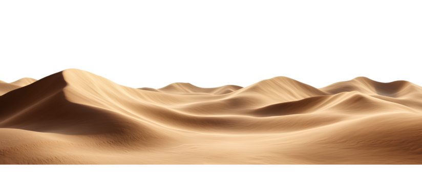  3d Realistic sand dunes, desert isolated on transparent background , realistic illustration style