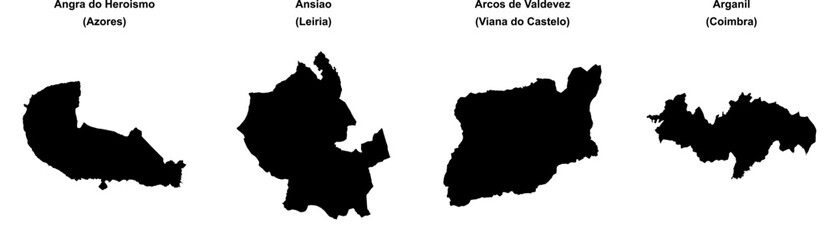 Angra do Heroismo, Ansiao, Arcos de Valdevez, Arganil outline maps