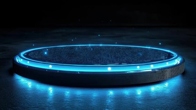 Blue neon platform animation loop for product showcase and presentation background motion graphic design