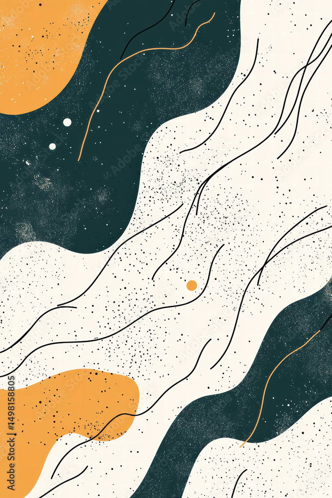 Poster abstract composition: a modern abstract piece featuring organic shapes and lines in a minimalist sty