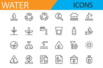 Line Art Water Icons: Clear Illustrations of Water Usage and Conservation
