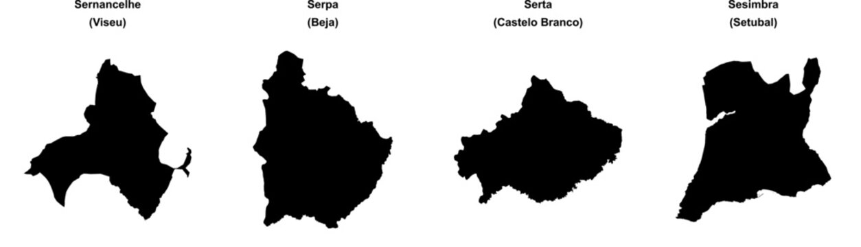 Sernancelhe, Serpa, Serta, Sesimbra outline maps