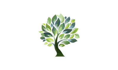 Obraz premium Stylized tree logo icon, vector illustration, nature emblem, eco design, green branding, botanical symbol, organic graphics, environment sign, minimalist foliage art.