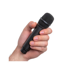 Hand Holding Wireless Microphone, Close-up Studio Shot