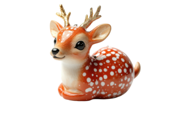 Realistic miniature model of a fawn walking on a transparent background showcasing fine details in color and texture suitable for various creative projects