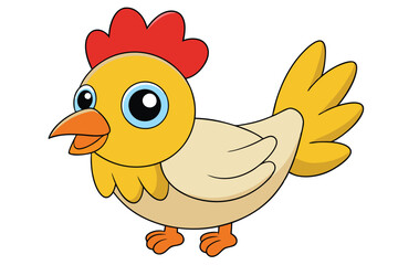 Cartoon Chicken Illustration Cute Poultry with Big Blue Eyes and Red Comb