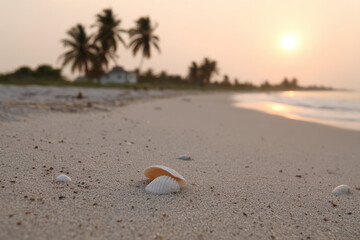 Obraz premium serene beach scene in louisiana featuring soft white sand and gentle waves lapping at shore