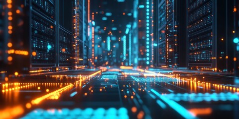 Fototapeta premium Digital Cityscape: A Futuristic Vision of Data Centers