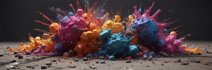 Exploding color, chaotic yet balanced, tactile surfaces,  paper,  collage art,  forms