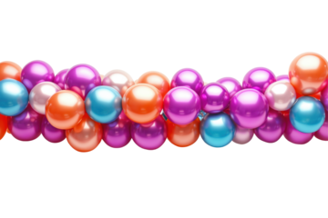 Colorful arrangement of shiny balloons in a variety of hues for celebration party decoration in an elegant design that brightens up any joyful occasion