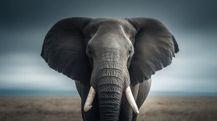 Obraz premium Front view of elephant with dramatic lighting 
