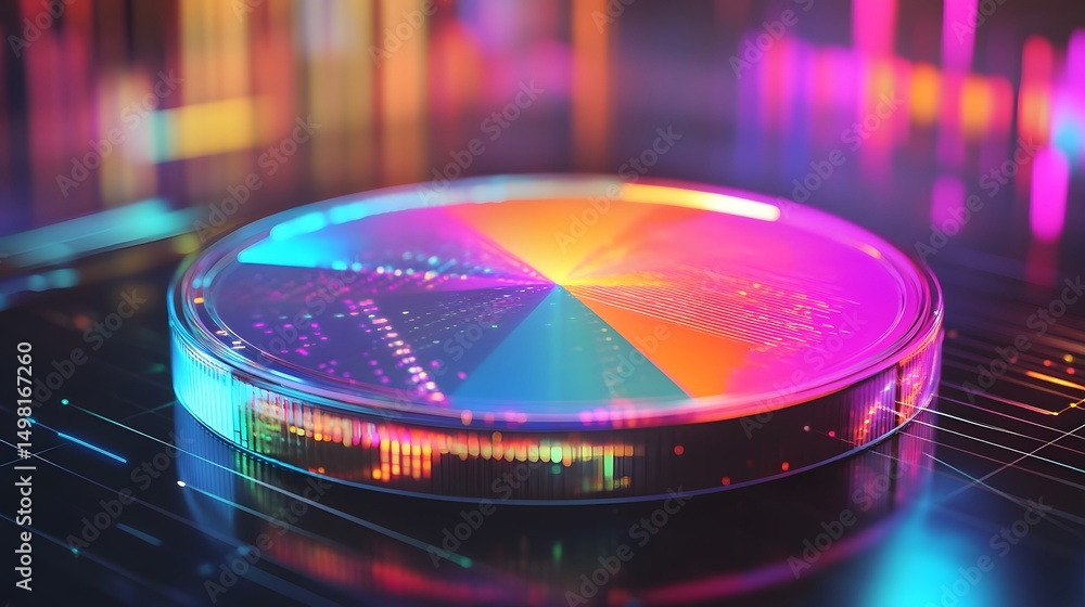 Aufkleber illuminated digital microchip: a close-up perspective showcasing a colorful, illuminated microchip, 