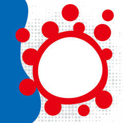 大阪EXPO万博スタイルの青と赤のイラストフレームベクター背景22
