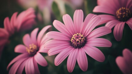 Obraz premium Pink Flowers Blossoming in a Garden Setting During Daylight Hours