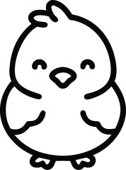 cute baby chicken black outline
