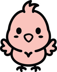 cute baby chicken black outline