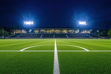 Obraz premium Night Game at the Soccer Stadium