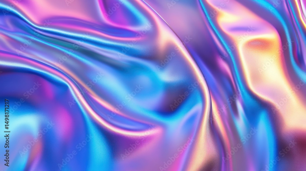 Canvas Prints shimmering metallic fabric texture with colorful iridescent waves