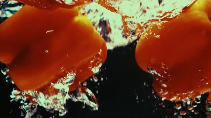 Bell Peppers Drop in Water - Powered by Adobe