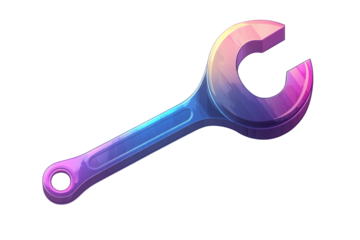 Rusty blue adjustable wrench on a transparent background with a worn texture, used for various mechanical tasks or repairs in workshops and garages
