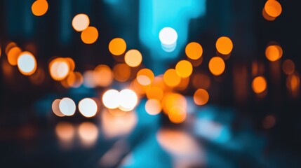 Fototapeta premium Urban Night Scene with Blurred Traffic and Bokeh Lights Effect