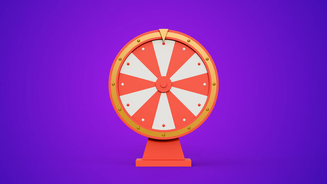 Fortune wheel spin on a purple background. Casino lucky roulette game of chance with money prizes. Lose and jackpot win sectors. Gambling lottery or raffle online entertainment, amusement.