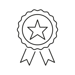 Fototapeta premium Award Ribbon With Star Line Icon. Achievement, Excellence, And Recognition Outline Symbol. Merit Badge, Honor, And Quality Assurance. Editable Stroke. Isolated Vector Illustration