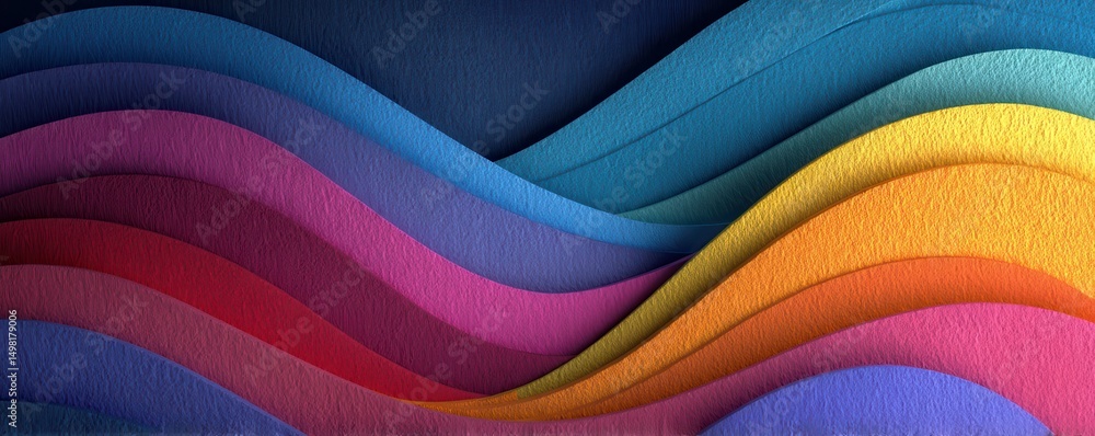 Poster abstract colorful paper waves creating a vibrant and textured background