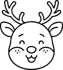 cute cartoon reindeer face line art