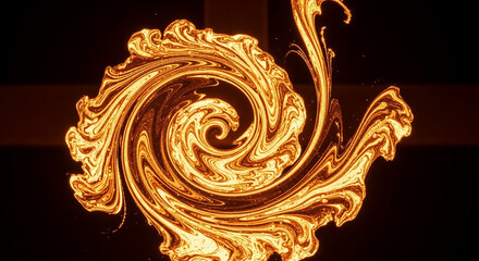 Dynamic golden orange liquid swirl pattern abstract fluid