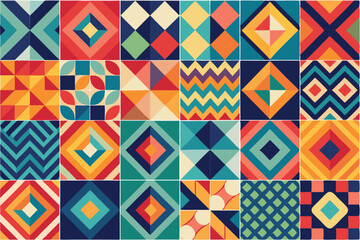 Colorful Geometric Pattern Tiles Seamless Design