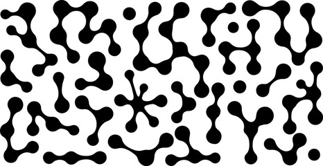 Morphing blob dot set.Connected meta circles for abstract patterns, stickers, badges, posters, and web projects.