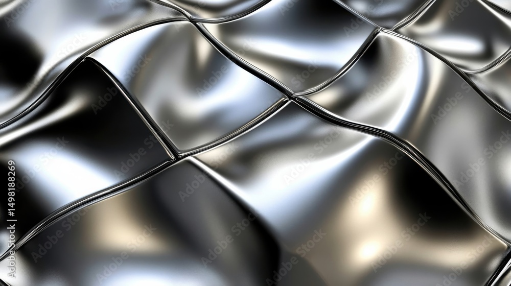 Canvas Prints reflective metallic surface with undulating waves and texture