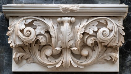 Naklejka premium Intricate Marble Carving: A Masterpiece of Architectural Ornamentation